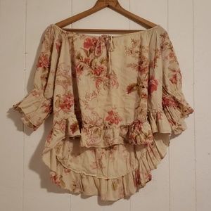 Corter length off the shoulder flowy shirt